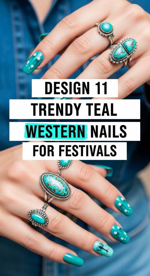 Design 11 Trendy Teal Western Nails For Festivals 6a059f92f3d70