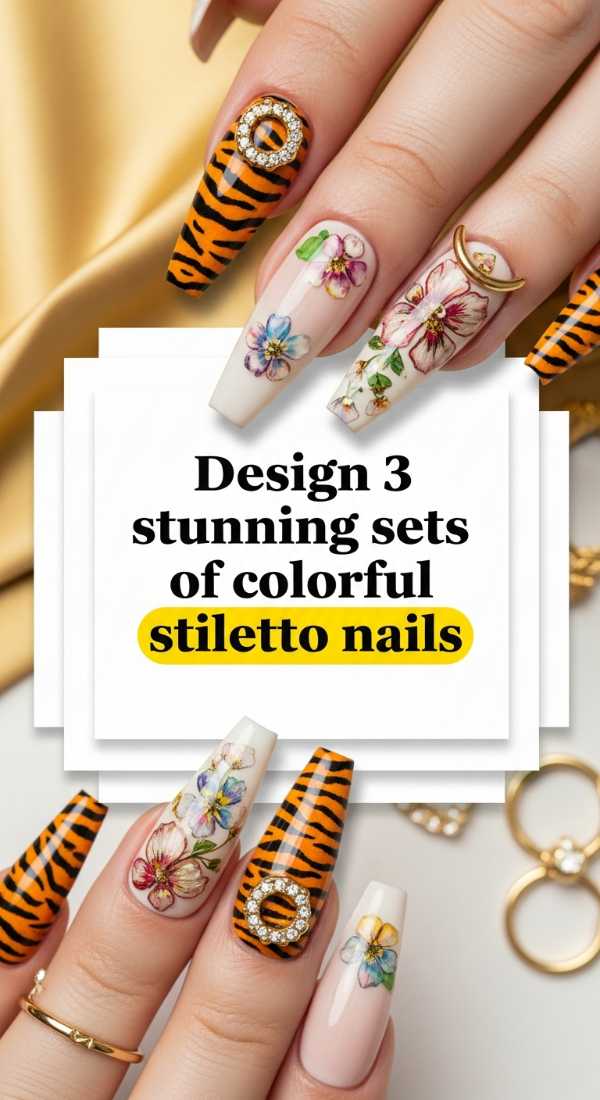 Design 3 Stunning Sets Of Colorful Stiletto Nails 6a0f0b9e1ef28