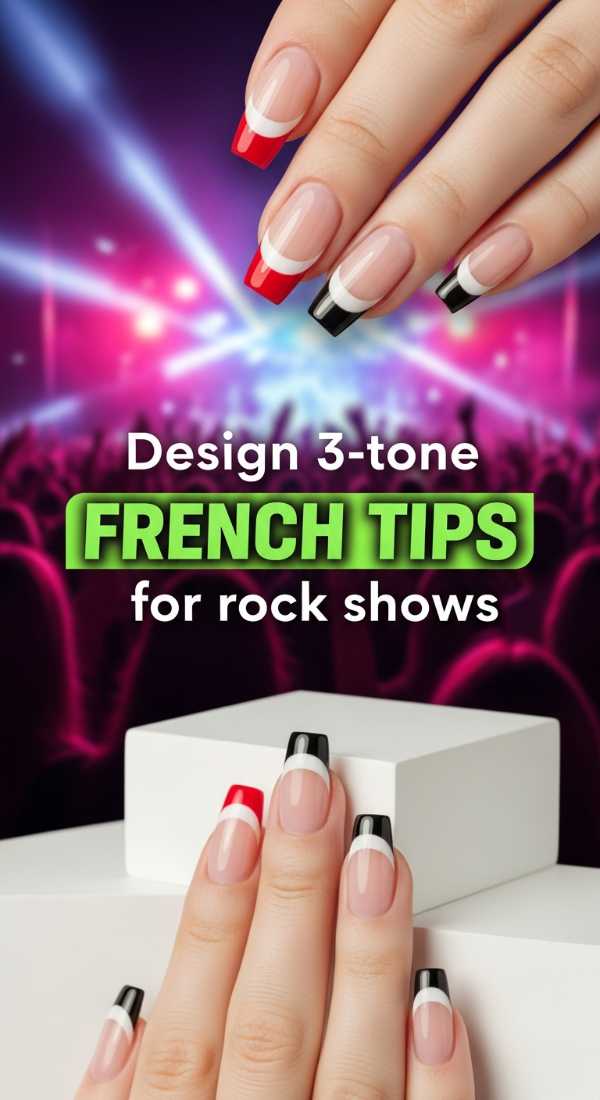 Design 3 Tone French Tips For Rock Shows 6a058ddd74d98