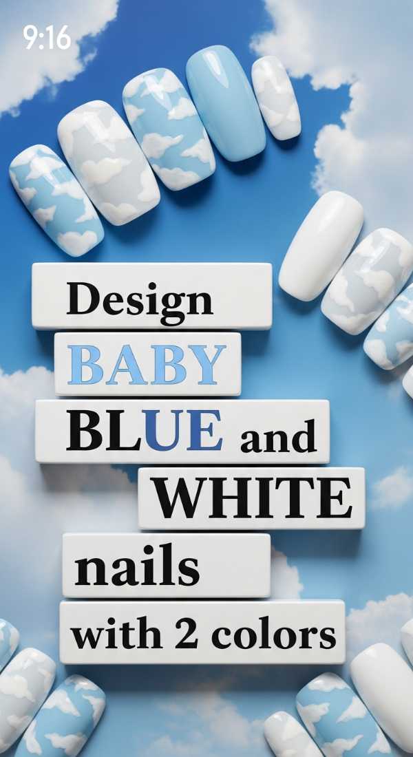 Design Baby Blue And White Nails With 2 Colors 69fc7e63e2fc4