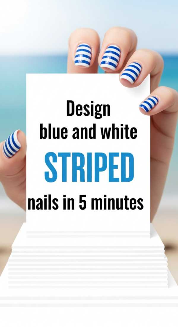 Design Blue And White Striped Nails In 5 Minutes 69fc7f664d274