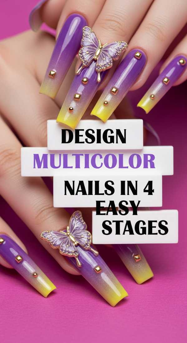 Beyond the Polish: Stunning 3D Nail Art Designs You Can Do at Home Design Multicolor Nails In 4 Easy Stages 6a0f112131c4f