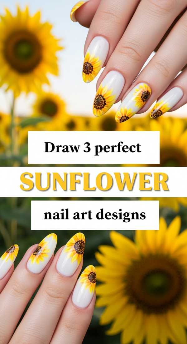 Draw 3 Perfect Sunflower Nail Art Designs 6a033127bb6e2