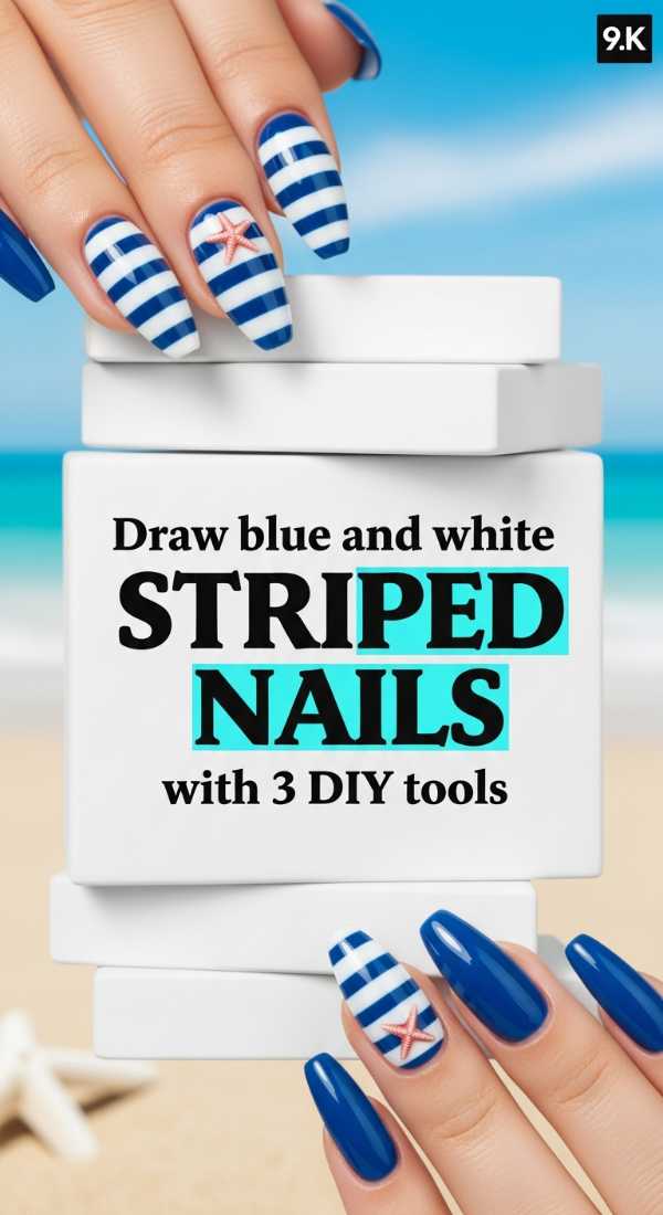 Draw Blue And White Striped Nails With 3 Diy Tools 69f4c116e05f6