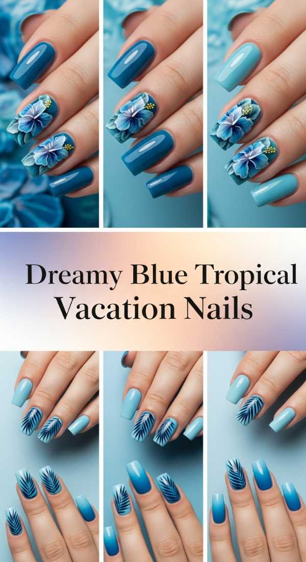 Dreamy Blue Tropical Vacation Nails 69ff6c0a0b361