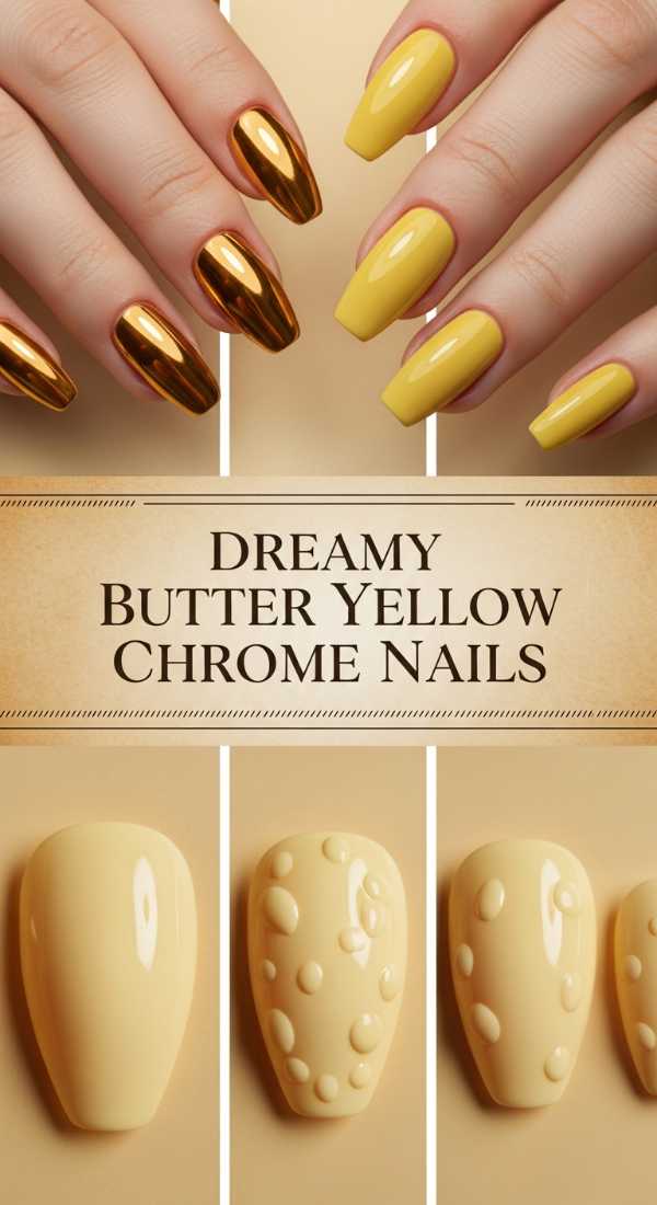 Dreamy Butter Yellow Chrome Nails 69ff6c0b8ab71