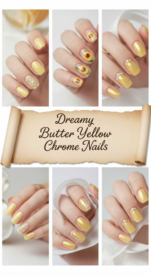 Dreamy Butter Yellow Chrome Nails 69ff6da27ccee