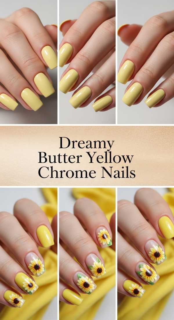 Dreamy Butter Yellow Chrome Nails 69ff6da8ad631