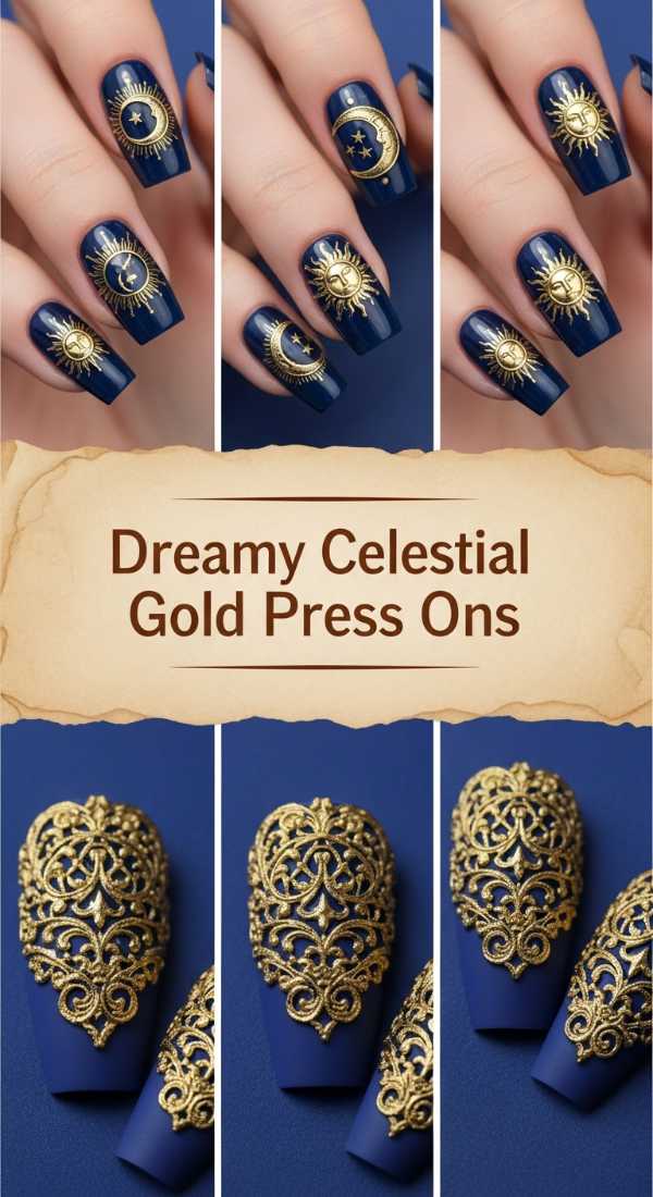 Dreamy Celestial Gold Press Ons 6a085b62e6ebf