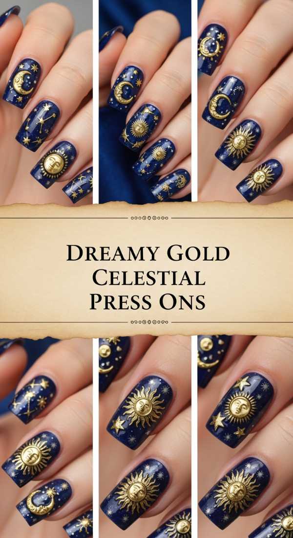 Dreamy Gold Celestial Press Ons 6a0859b617efc