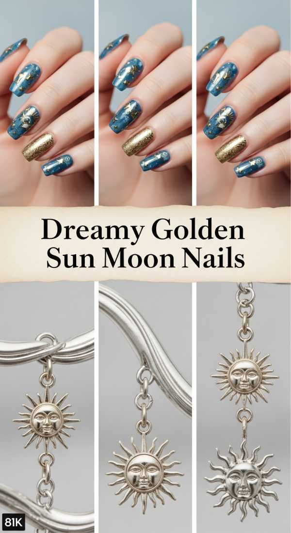 Dreamy Golden Sun Moon Nails 6a08584f41401