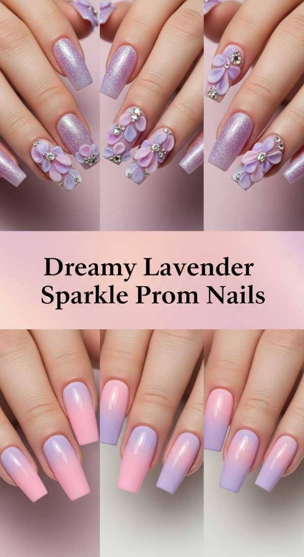 Dreamy Lavender Sparkle Prom Nails 69ff6da00122d