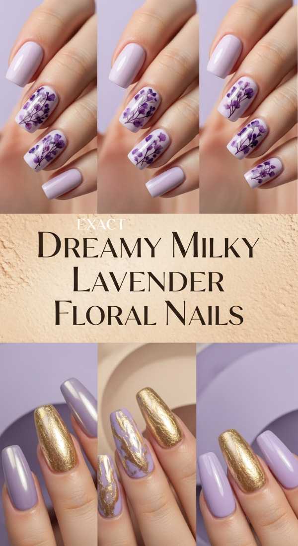 Dreamy Milky Lavender Floral Nails 6a08aecdb1d7e