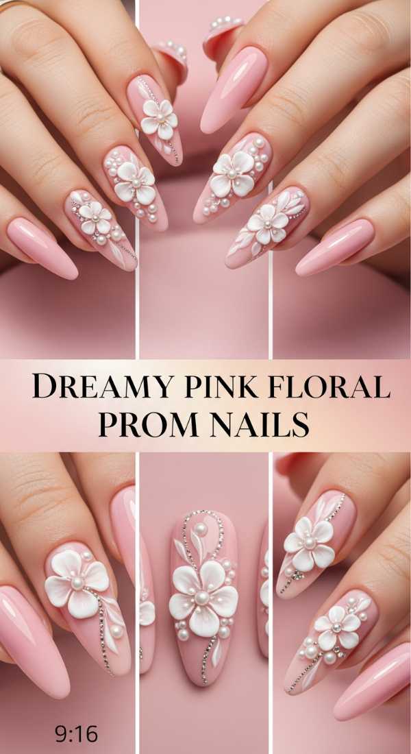 High-Fashion Fingertips: The 2026 Luxury Spring/Summer Nail Edit Dreamy Pink Floral Prom Nails 69ff6bfac44f5