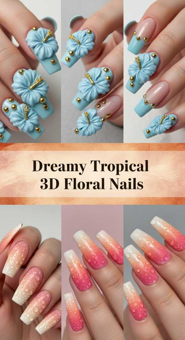 Dreamy Tropical 3d Floral Nails 6a1343d11c7a3
