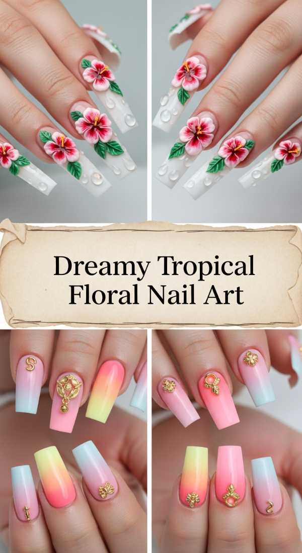 Dreamy Tropical Floral Nail Art 6a1341f9e8b4d