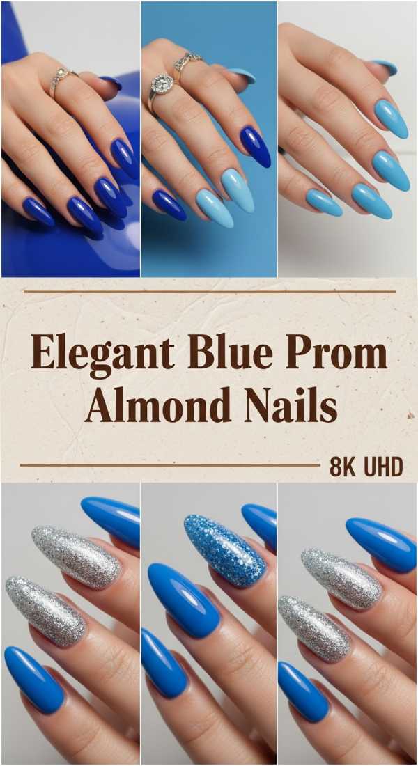 Elegant Blue Prom Almond Nails 69ff6c06848be
