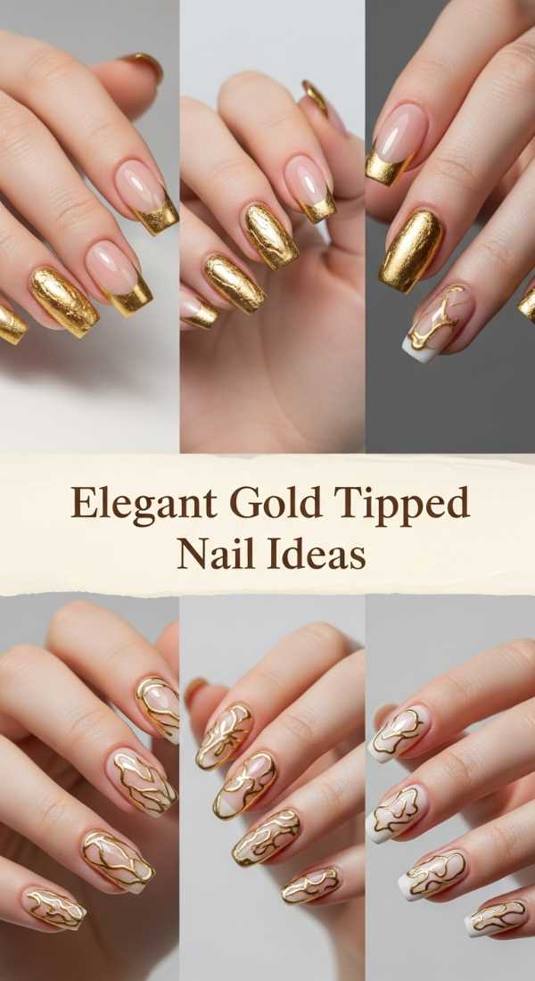 Elegant Gold Tipped Nail Ideas 6a085b7fce2da