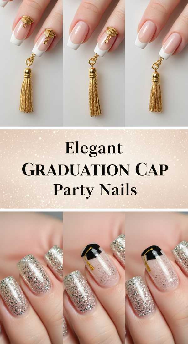 Elegant Graduation Cap Party Nails 6a134d291bcf0