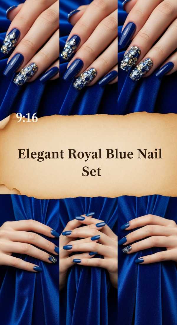 Elegant Royal Blue Nail Set 6a085b7a6c3a6