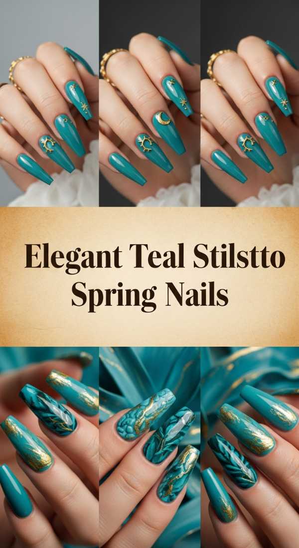 Elegant Teal Stiletto Spring Nails 6a08aecbd283c