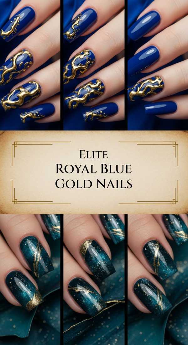 Elite Royal Blue Gold Nails 6a0859c99cfcc