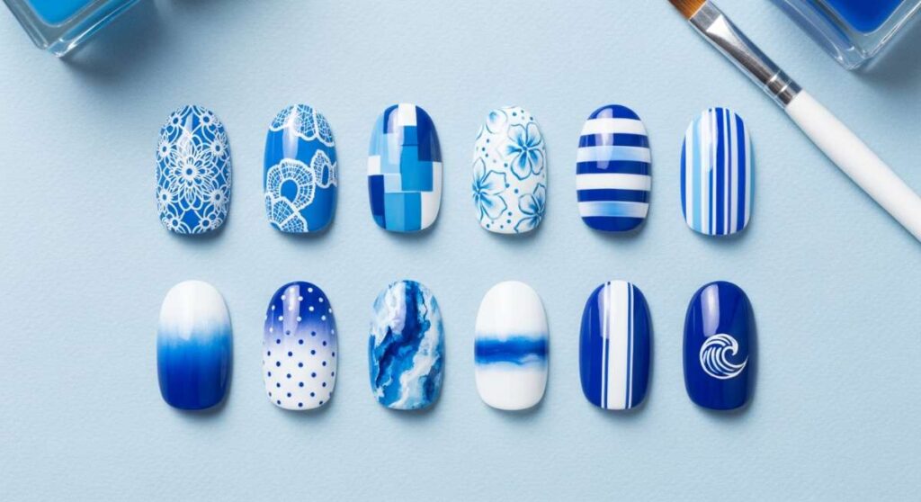 featured: 10 stunning blue and white nail designs for your next mani