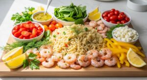 featured: 20 minute shrimp orzo board: fresh, fast & healthy