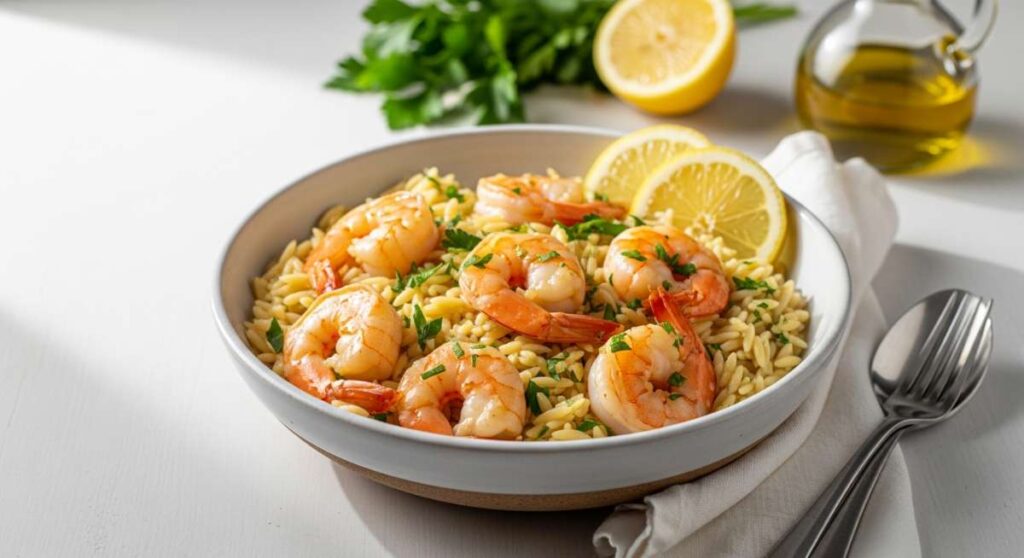 featured: 30 minute lemon garlic shrimp & orzo