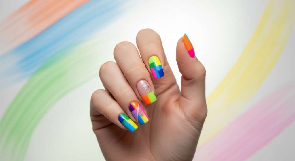 featured: beyond basic: master the art of multi colored nail aesthetics