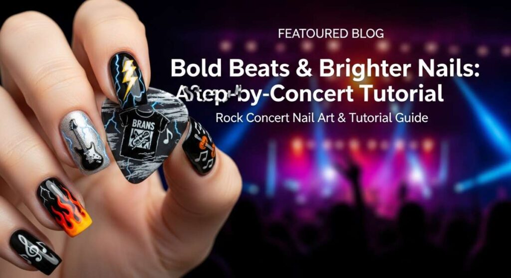 featured: bold beats & brighter nails: a step by step rock concert tutorial
