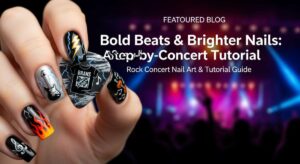 featured: bold beats & brighter nails: a step by step rock concert tutorial