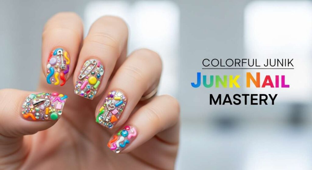 Chaos to Couture: How to Master the Colorful Junk Nail Trend featured: chaos to couture: how to master the colorful junk nail trend