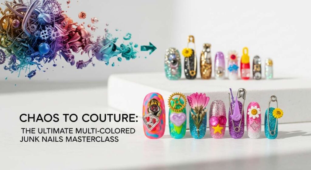 featured: chaos to couture: the ultimate multi colored junk nails masterclass