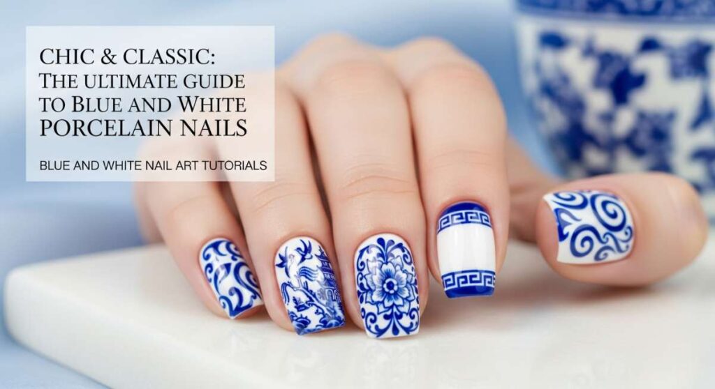 featured: chic & classic: the ultimate guide to blue and white porcelain nails
