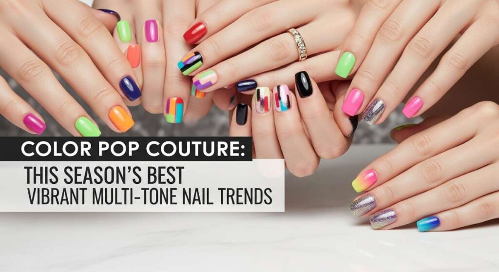 featured: color pop couture: this season's best vibrant multi tone nail trends