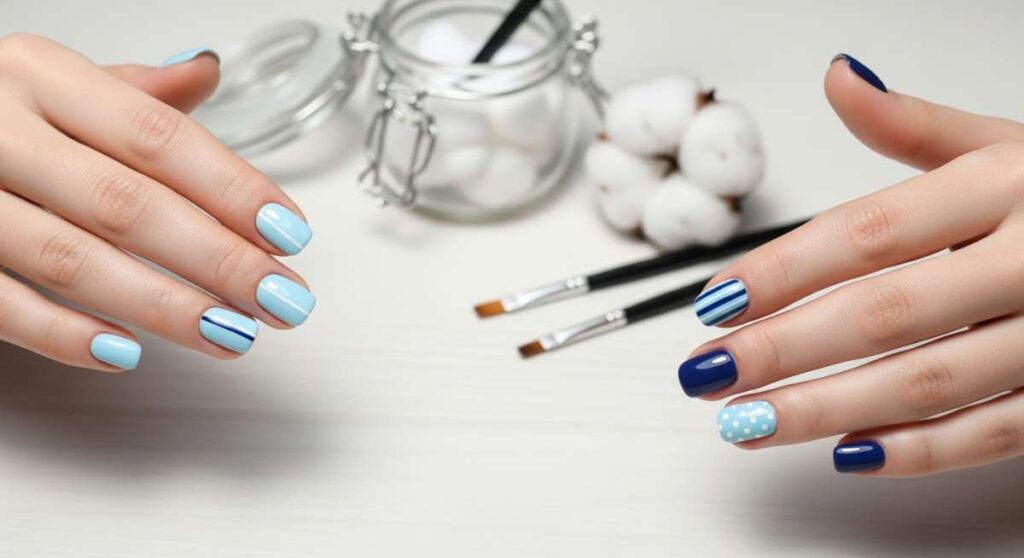 featured: cool as ice: easy blue and white manicure ideas to try today