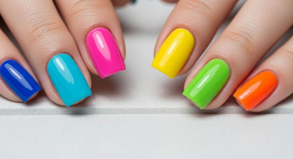 featured: ditch the neutrals: why vibrant multicolor nails are this season's must have