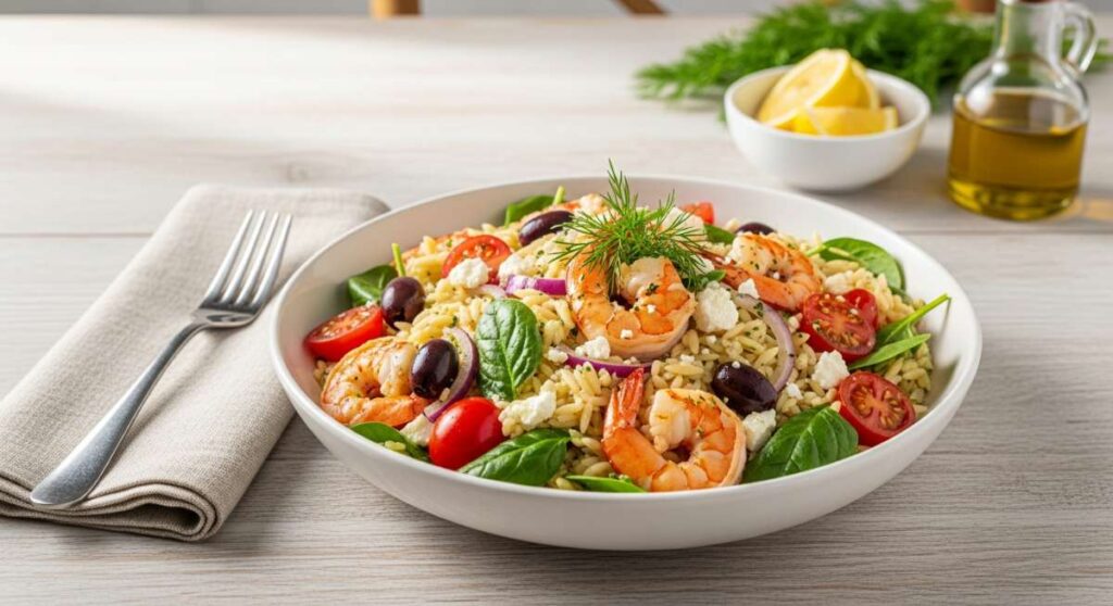 featured: easy mediterranean shrimp and orzo: a restaurant quality meal at home