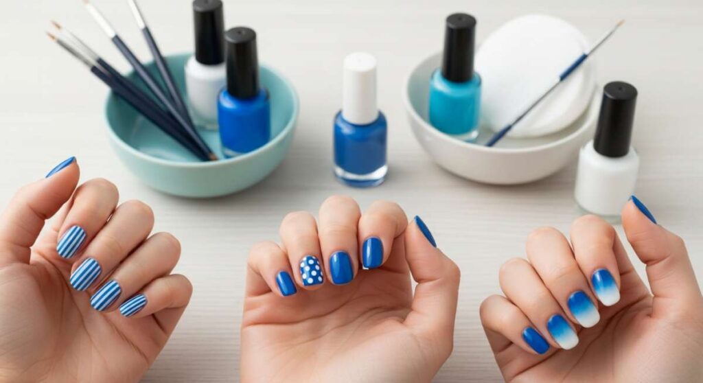 featured: elevate your look: simple blue and white nail tutorials for beginners
