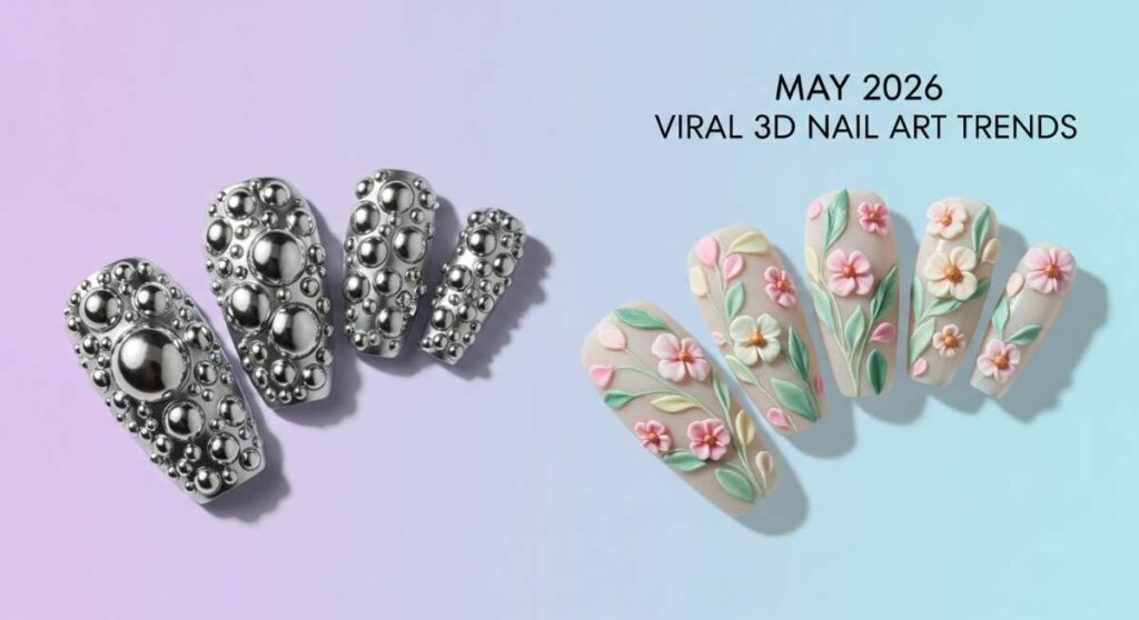 featured: from chrome bubbles to sculpted flora: the viral 3d nail trends of may
