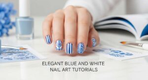 featured: from classic to modern: elegant blue and white nail art tutorials