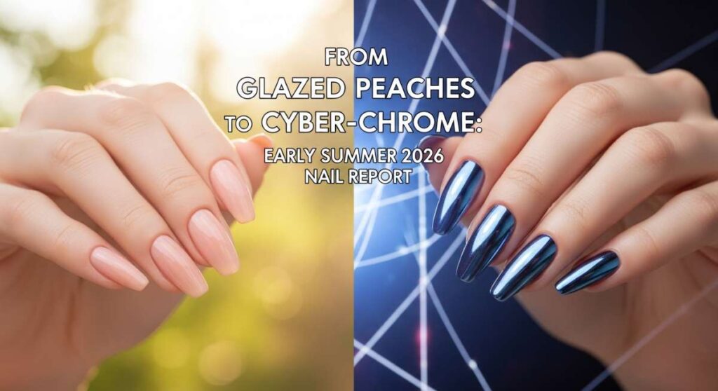 featured: from glazed peaches to cyber chrome: early summer 2026 nail report