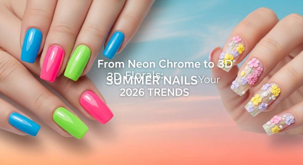 featured: from neon chrome to 3d florals: your 2026 summer nail guide