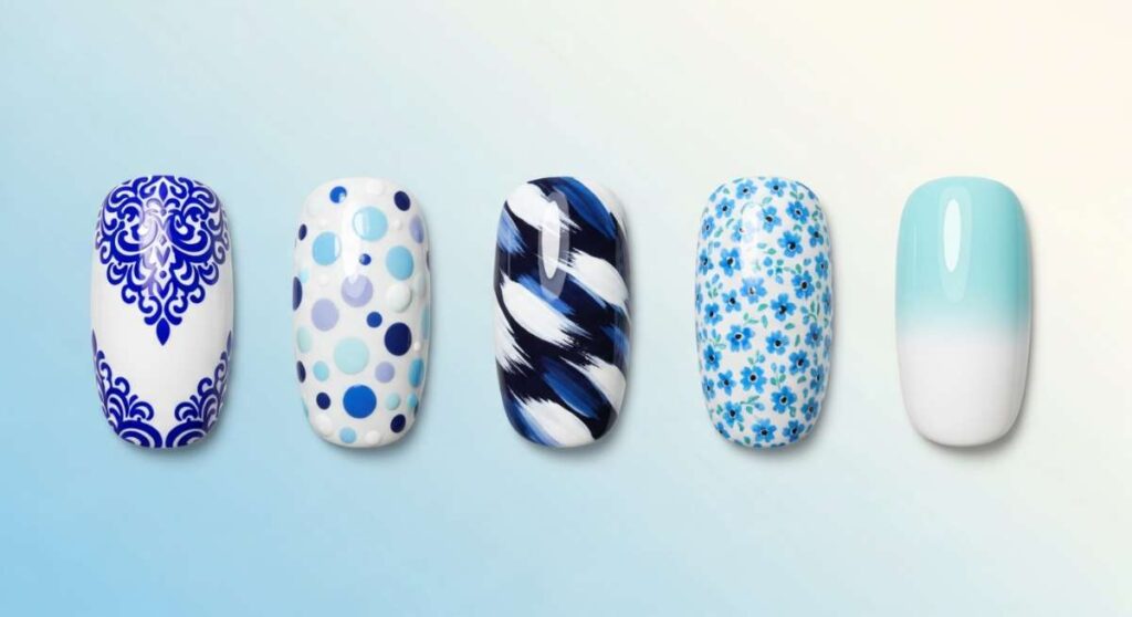 featured: from royal to pastel: 5 blue and white nail styles to try now
