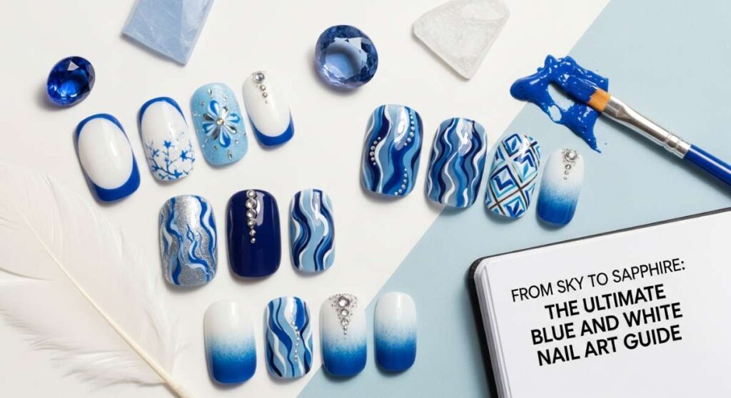 featured: from sky to sapphire: the best blue and white nails for every occasion