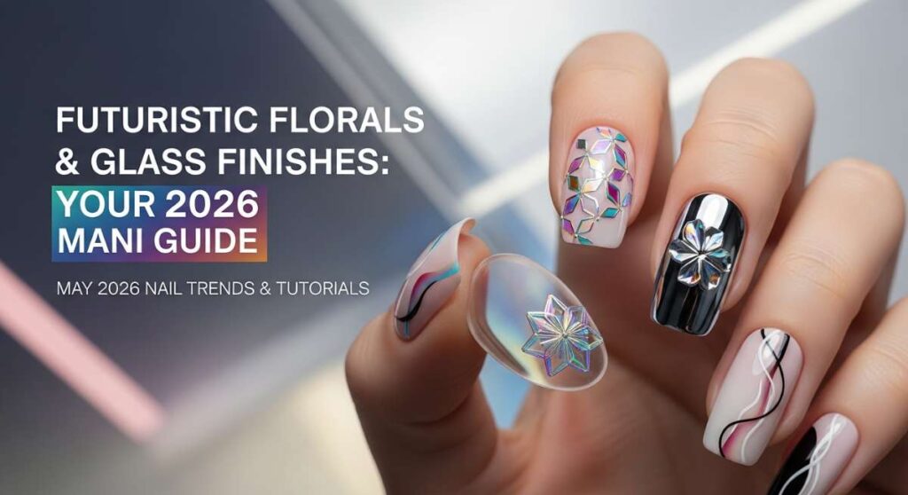 featured: futuristic florals & glass finishes: your may 2026 mani guide