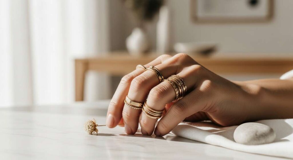 featured: less is more: how to perfect your minimalist gold ring layering