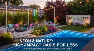 featured: neon & nature: how to create a high impact outdoor oasis for less