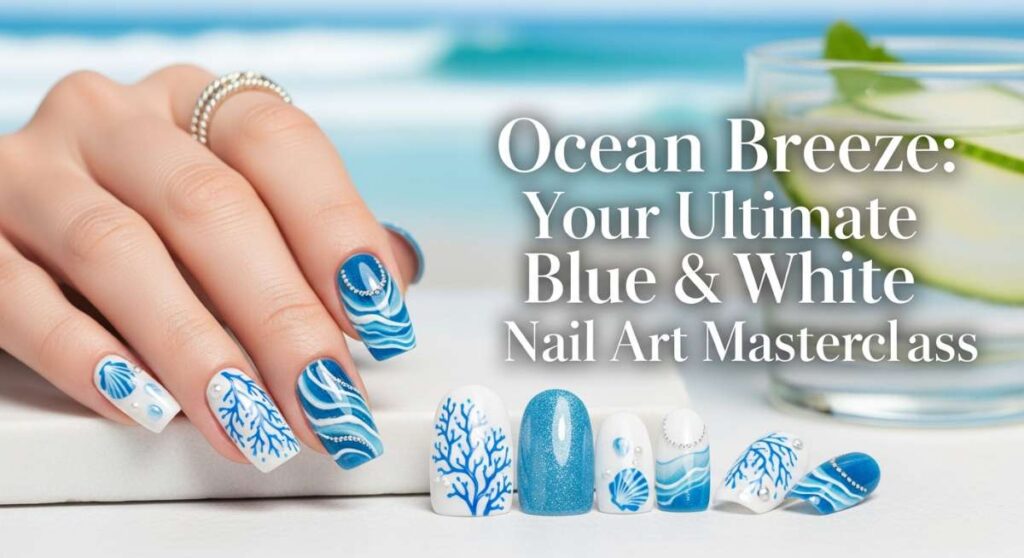 featured: ocean breeze: your ultimate blue & white nail art masterclass